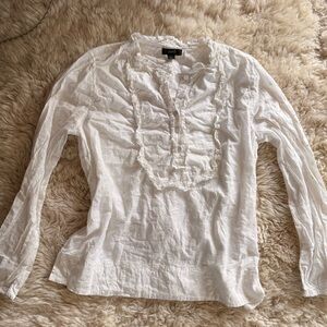 J. Crew white cotton ruffled blouse top